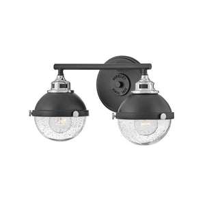 Marquis 16" Two Lights Small Vanity, Black / Chrome Accents