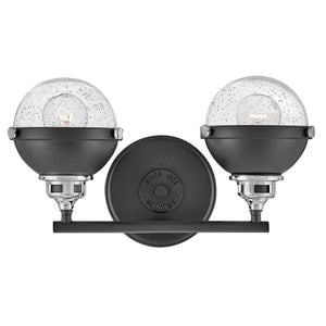 Marquis 16" Two Lights Small Vanity, Black / Chrome Accents