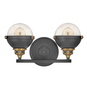 Marquis 16" Two Lights Small Vanity, Black / Heritage Brass Accents
