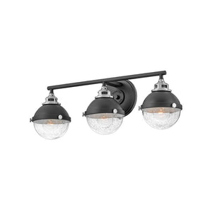 Marquis 25" Three Lights Medium Vanity, Black / Chrome Accents