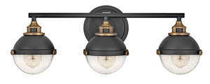 Marquis 25" Three Lights Medium Vanity, Black / Heritage Brass Accents