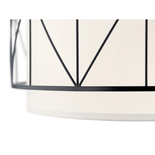 Novak 24" Four Lights Pendant, Satin Etched Glass / Black