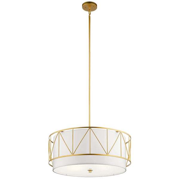 Novak 24" Four Lights Pendant, Satin Etched Glass / Gold