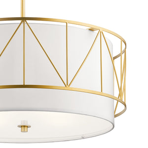 Novak 24" Four Lights Pendant, Satin Etched Glass / Gold