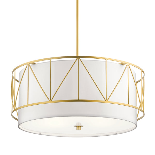 Novak 24" Four Lights Pendant, Satin Etched Glass / Gold