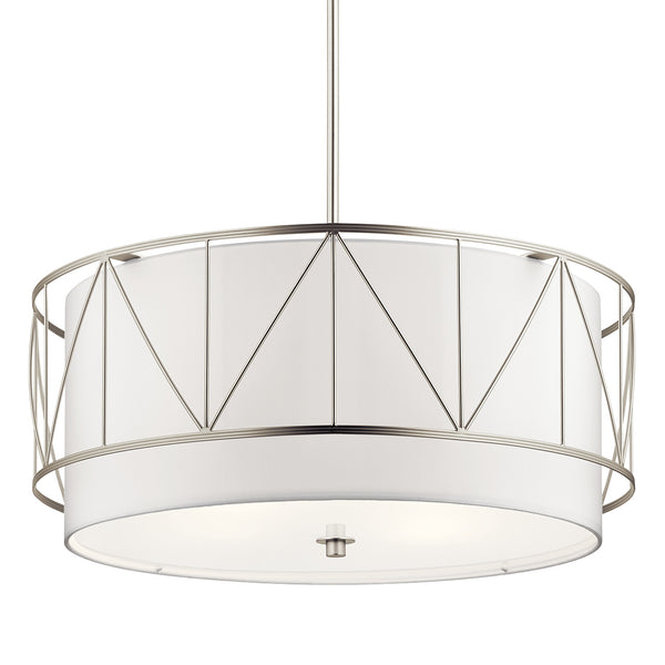 Novak 24" Four Lights Pendant, Satin Etched Glass / Satin Nickel