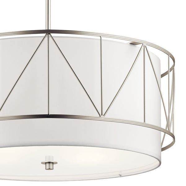 Novak 24" Four Lights Pendant, Satin Etched Glass / Satin Nickel