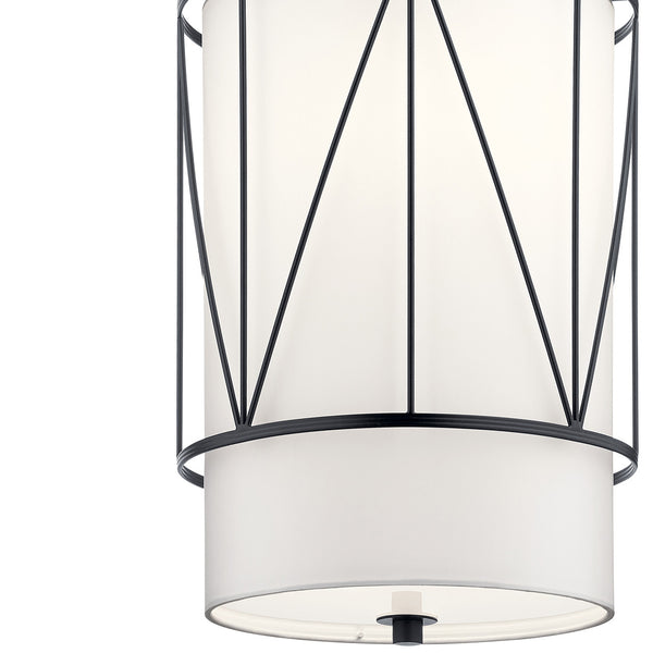 Novak 12" One Light Pendant, Satin Etched Glass / Black
