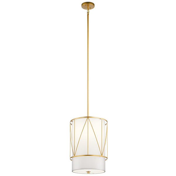 Novak 12" One Light Pendant, Satin Etched Glass / Classic Gold
