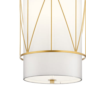 Novak 12" One Light Pendant, Satin Etched Glass / Classic Gold