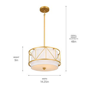 Novak 14" Three Lights Pendant, Classic Gold