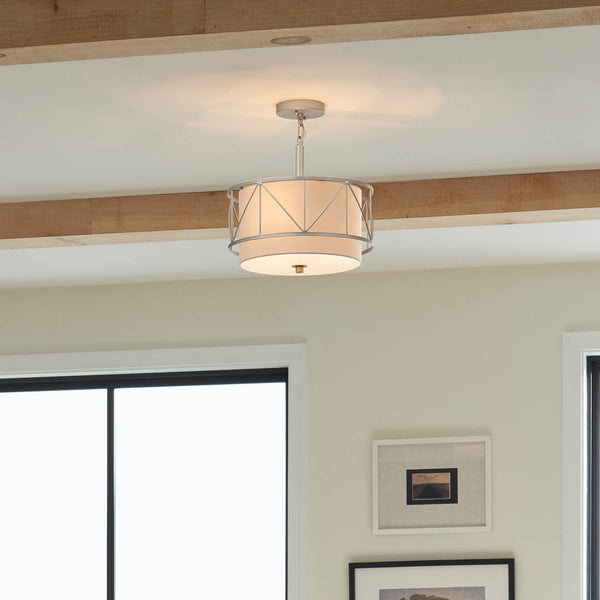 Novak 14" Three Lights Pendant, Satin Nickel