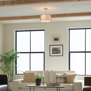 Novak 14" Three Lights Pendant, Satin Nickel