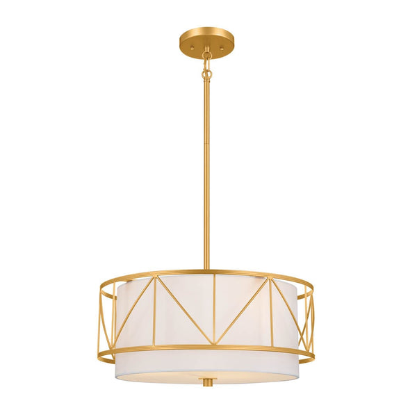 Novak 18" Three Lights Pendant, Classic Gold