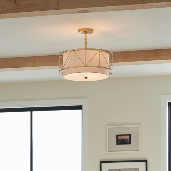 Novak 18" Three Lights Pendant, Classic Gold