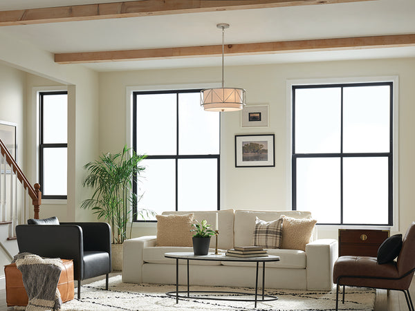 Novak 18" Three Lights Pendant, Satin Nickel