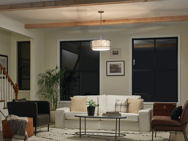 Novak 18" Three Lights Pendant, Satin Nickel