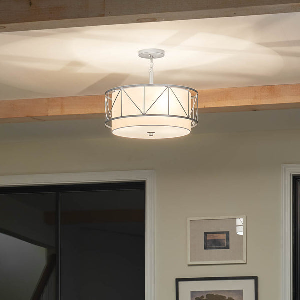 Novak 18" Three Lights Pendant, Satin Nickel