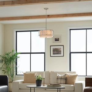 Novak 18" Three Lights Pendant, Satin Nickel
