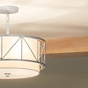 Novak 18" Three Lights Pendant, Satin Nickel