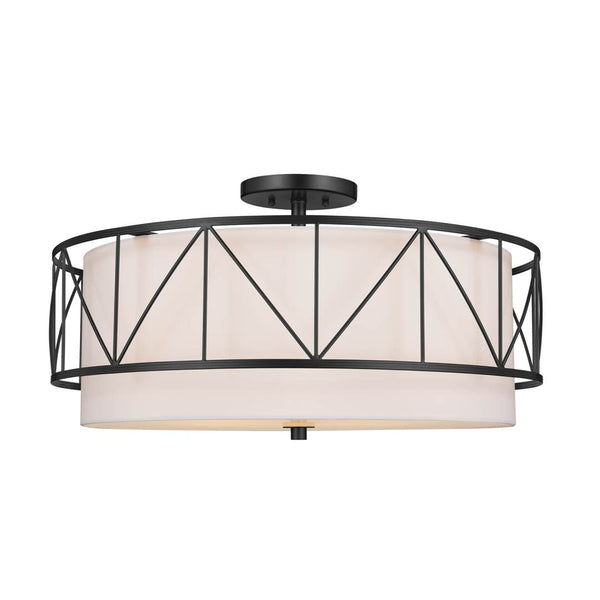 Novak 24" Four Lights Semi Flush, Black