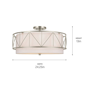 Novak 24" Four Lights Semi Flush, Satin Nickel