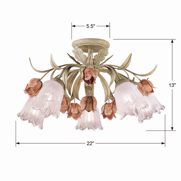 Rockwell 22'' Five Light Semi Flush Mount, Sage Rose Alt 4.jpg