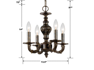 Maison Parisienne 13.5'' Four Light Mini Chandelier, Venetian Bronze - Alternate Product Image 1.jpg
