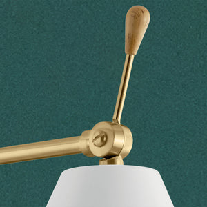 Harlan 9" One Light Wall Sconce, White Shade / Champagne Gold and Natural Maple