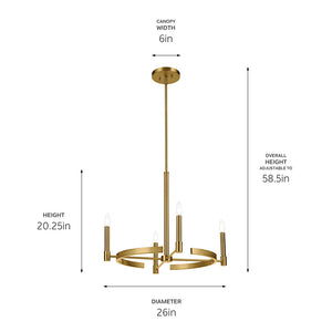 Durango 26" Four Lights Chandelier, Brushed Natural Brass