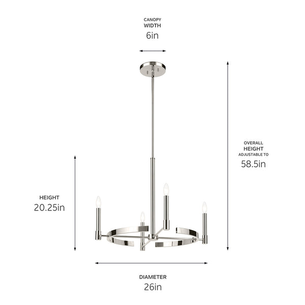 Durango 26" Four Lights Chandelier, Polished Nickel