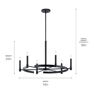 Durango 34" Six Lights Chandelier, Black