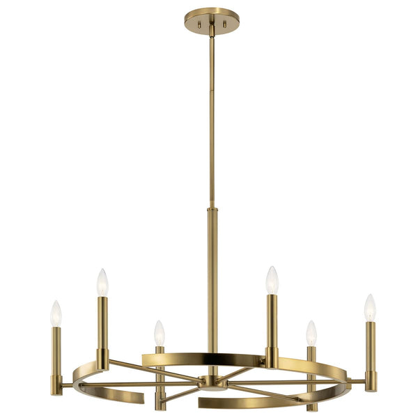 Durango 34" Six Lights Chandelier, Brushed Natural Brass