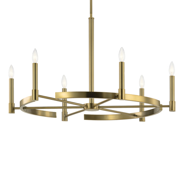 Durango 34" Six Lights Chandelier, Brushed Natural Brass
