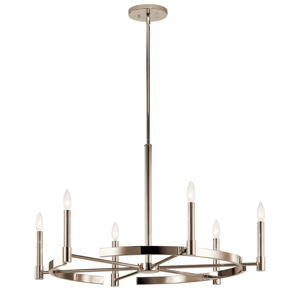 Durango 34" Six Lights Chandelier, Polished Nickel