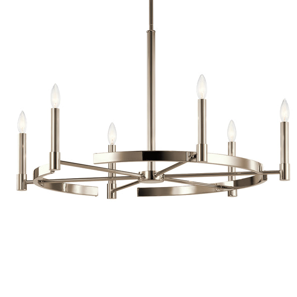 Durango 34" Six Lights Chandelier, Polished Nickel