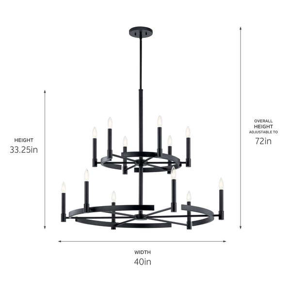 Durango 40" Twevle Lights Chandelier, Black