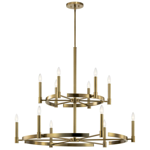 Durango 40" Twevle Lights Chandelier, Brushed Natural Brass