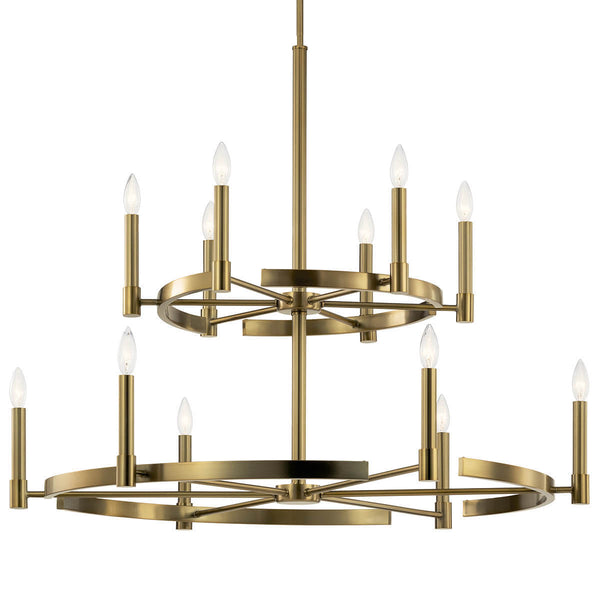 Durango 40" Twevle Lights Chandelier, Brushed Natural Brass