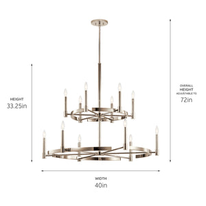Durango 40" Twevle Lights Chandelier, Polished Nickel