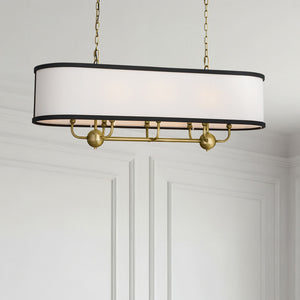 Arden 13" Eight Lights Linear Chandelier, Natural Brass