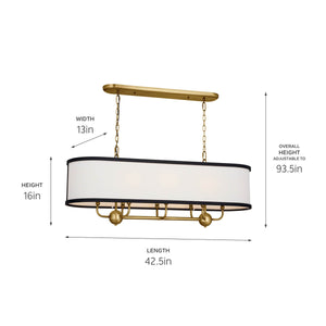 Arden 13" Eight Lights Linear Chandelier, Natural Brass