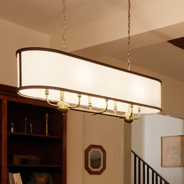 Arden 13" Eight Lights Linear Chandelier, Natural Brass