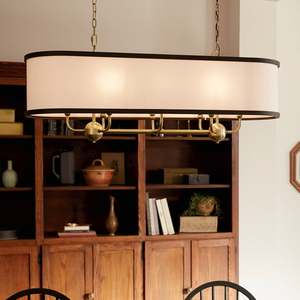 Arden 13" Eight Lights Linear Chandelier, Natural Brass