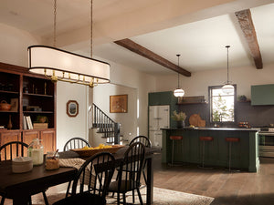 Arden 13" Eight Lights Linear Chandelier, Natural Brass