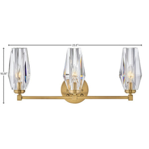 Tides 23" Three Lights Medium Vanity, Heritage Brass