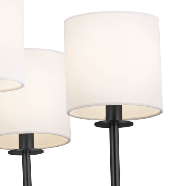 Janie 28" Six Lights Chandelier, Black / Fabric Drum Shade