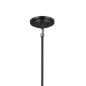 Janie 28" Six Lights Chandelier, Black / Fabric Drum Shade