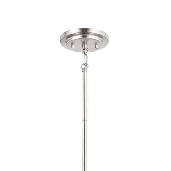 Janie 28" Six Lights Chandelier, Polished Nickel / Fabric Drum Shade