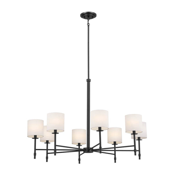 Janie 39" 8 Light Chandelier, Black / Fabric Drum Shade